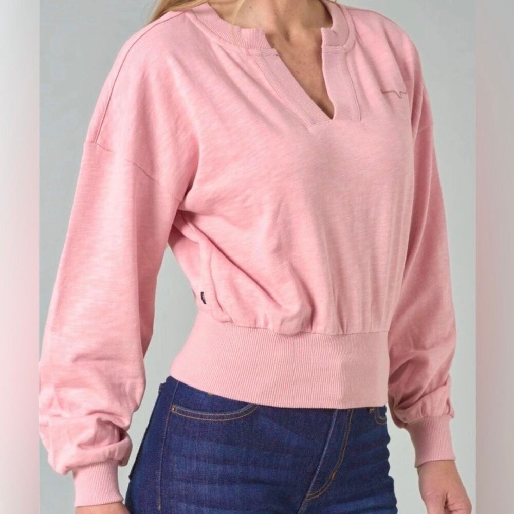 Kimes Ranch Dewey V Neck Sweater in Rose punk MEDIUM